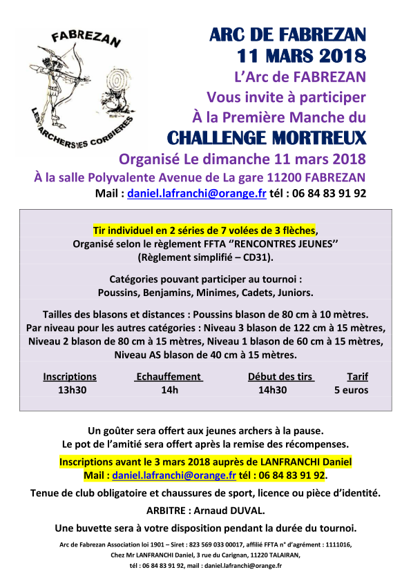 Challenge Mortreux Fabrezan 11 mars 2018